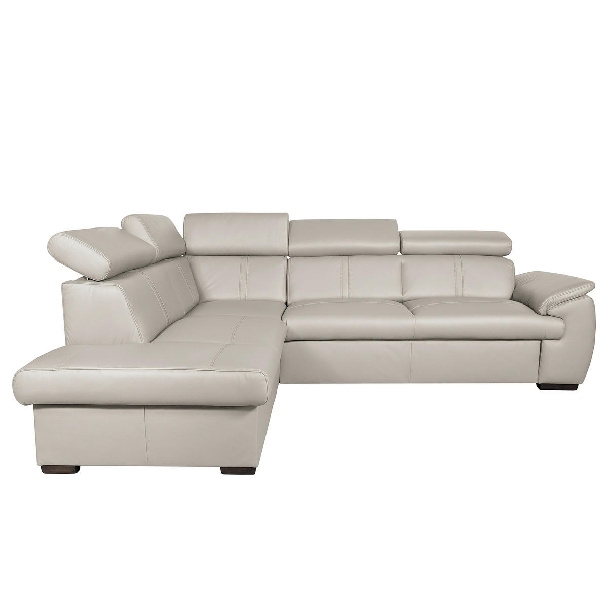 ECKSOFA  in Echtleder Platinfarben  - Platinfarben/Wengefarben, Design, Leder/Holz (211/265cm) - Livetastic