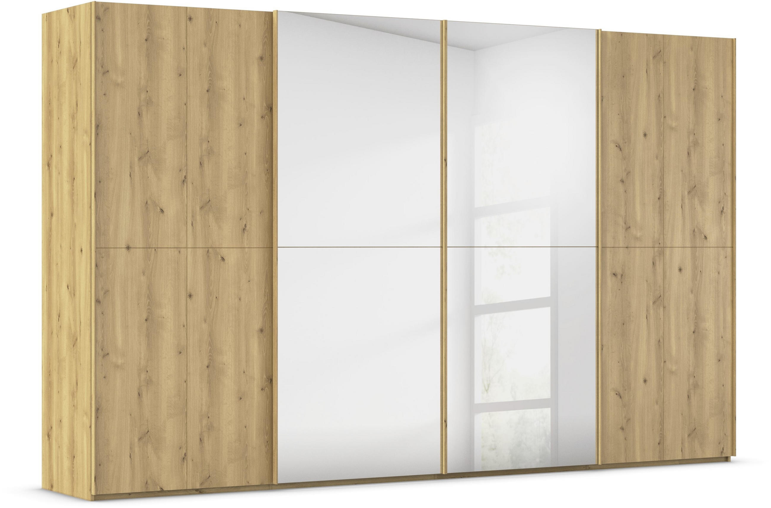 SCHWEBETÜRENSCHRANK 360/223/68 cm 4-türig Eichefarben  - Eichefarben, Design, Holz/Holzwerkstoff (360/223/68cm) - Novel