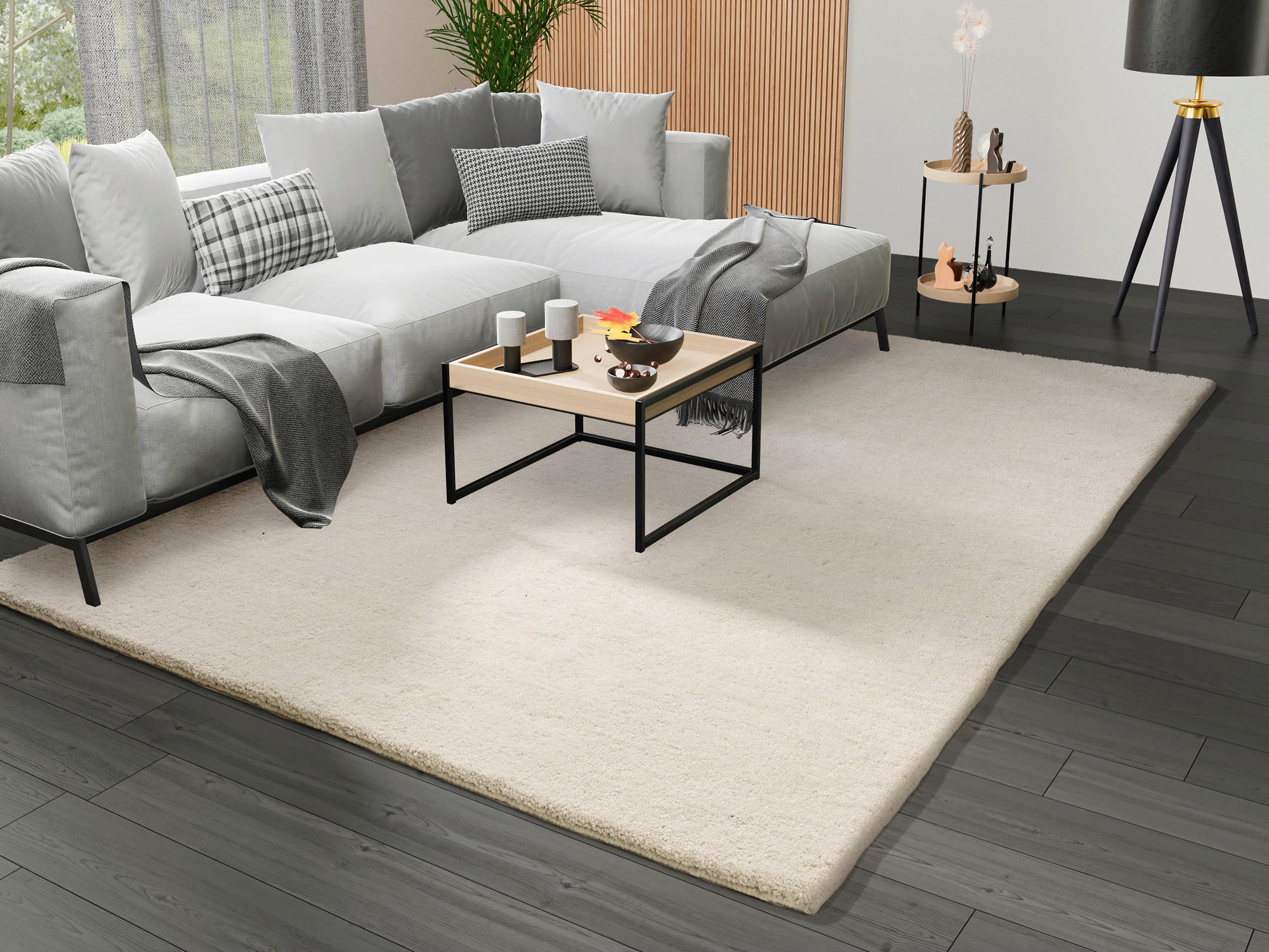 HANDWEBTEPPICH 70/140 cm Creme, Silberfarben  - Silberfarben/Creme, Design, Textil (70/140cm) - Musterring