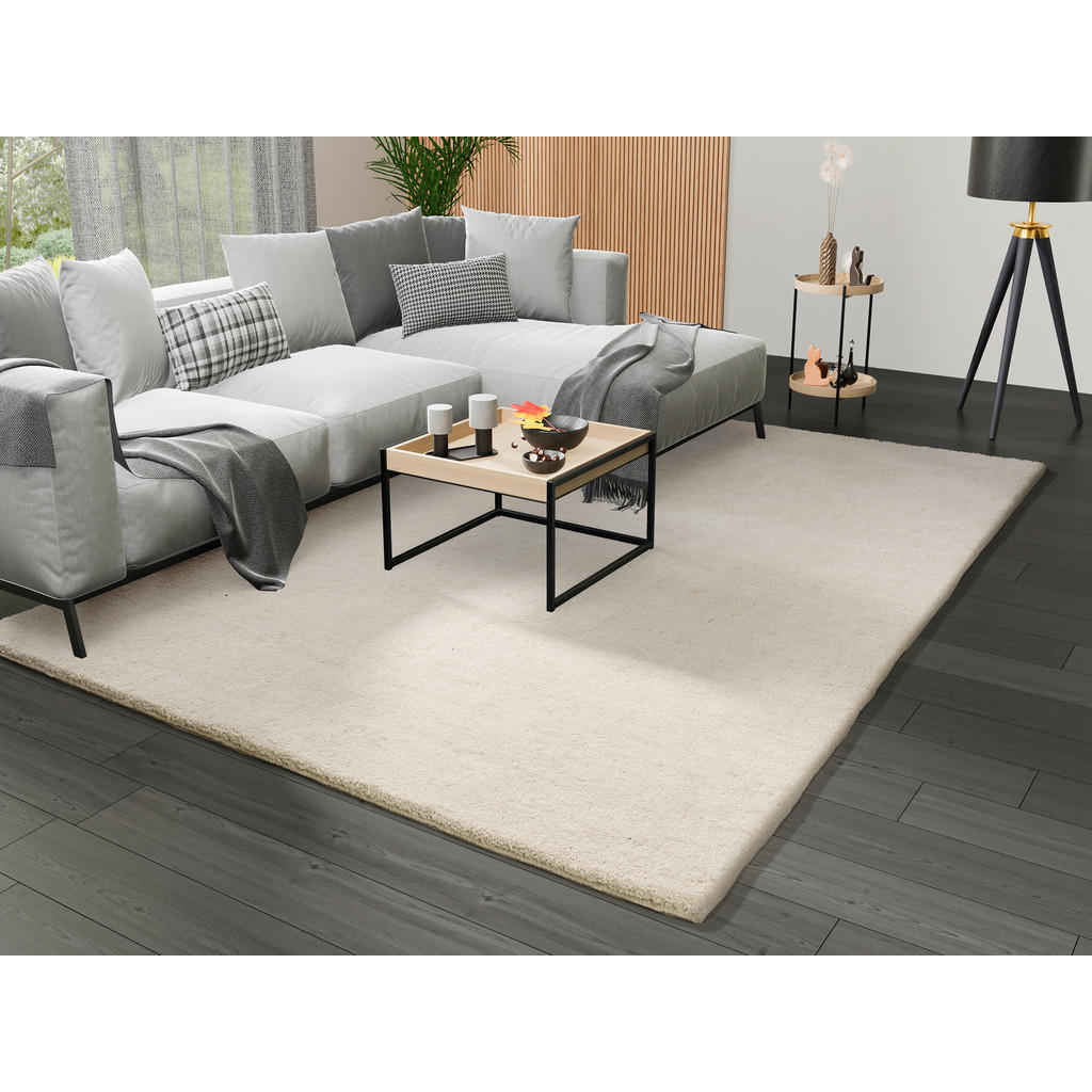 Thumbnail - Musterring Handwebteppich, Creme, Silber, Textil, Uni, rechteckig, 70x140 cm, für Fußbodenheizung geeignet, Teppiche & B...
