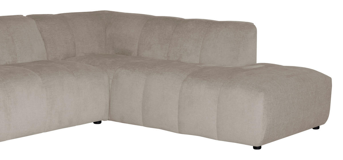ECKSOFA LIVOLI in Chenille Creme  230/218 cm  - Creme/Schwarz, Design, Textil (230/218cm) - MID.YOU