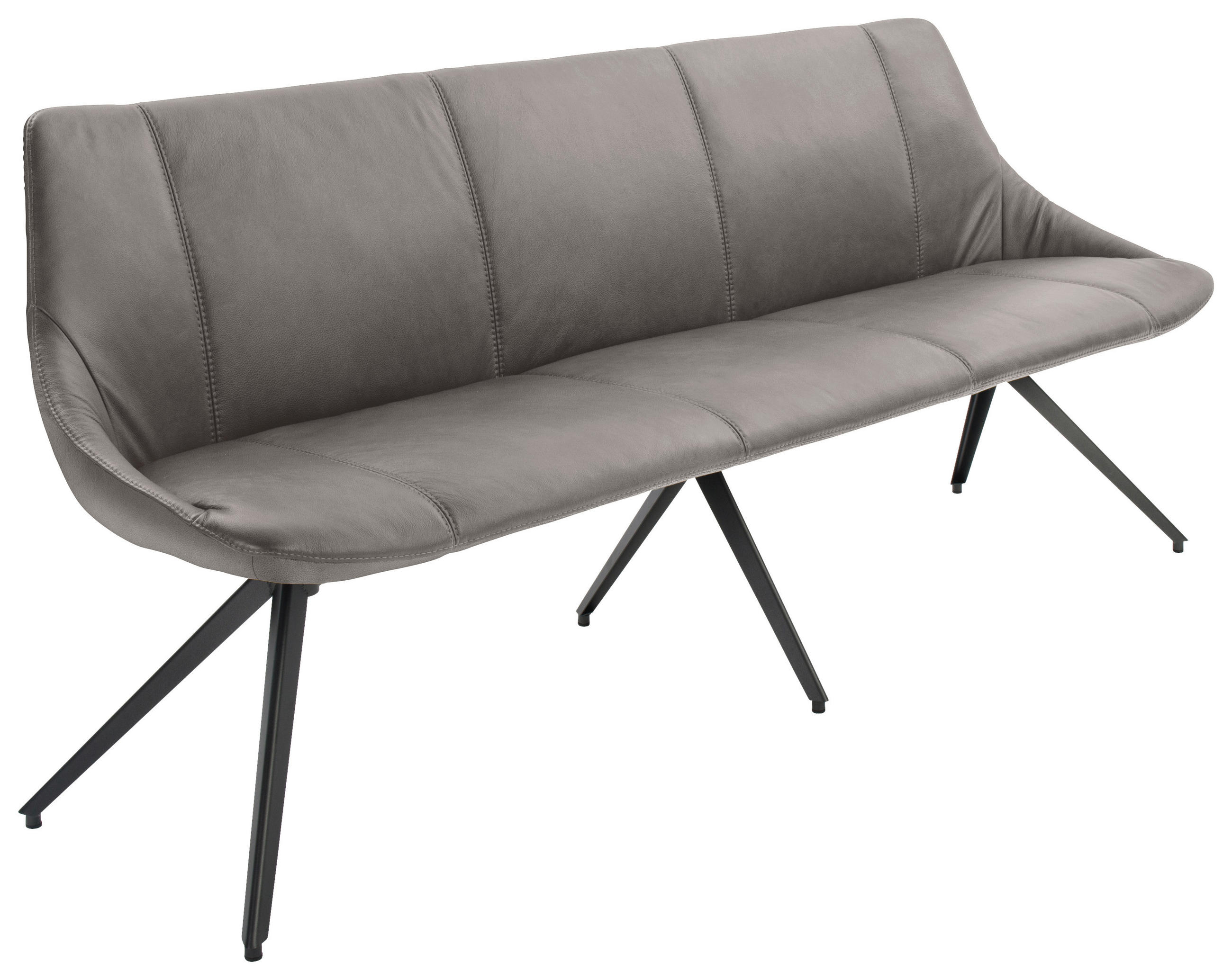 SITZBANK 195/88/62 cm Echtleder Anthrazit, Hellgrau Metall  - Anthrazit/Hellgrau, Design, Leder/Metall (195/88/62cm) - Bert Plantagie