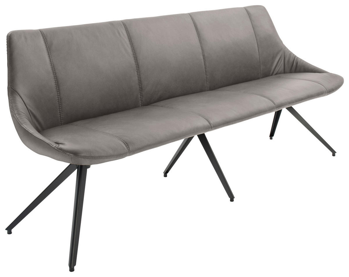 SITZBANK 195/88/62 cm Echtleder Anthrazit, Hellgrau Metall  - Anthrazit/Hellgrau, Design, Leder/Metall (195/88/62cm) - Bert Plantagie