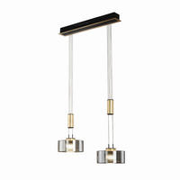 LED-PENDELLEUCHTE Lavin 64/20/160 cm   - Schwarz, Design, Glas/Metall (64/20/160cm) - Fischer & Honsel
