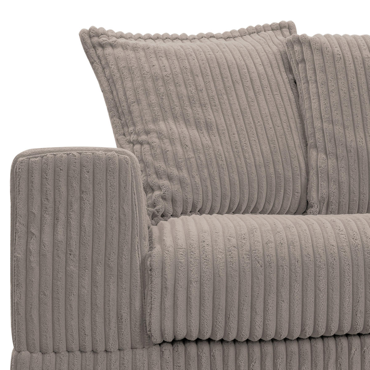 ECKSOFA in Cord Taupe  285/195 cm  - Taupe/Schwarz, Design, Kunststoff/Textil (285/195cm) - MID.YOU