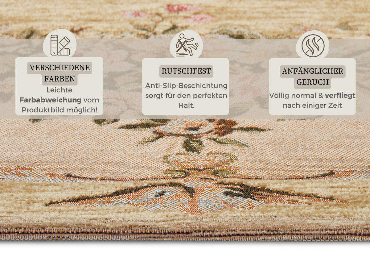 FLACHWEBETEPPICH 120/180 cm Gobelin Creme, Beige  - Beige/Creme, Design, Kunststoff/Textil (120/180cm)