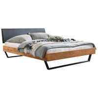 BETT 160/200 cm,  in Eichefarben, gepolstertes Kopfteil,  - Eichefarben/Anthrazit, Design, Holz/Metall (160/200cm) - Hasena