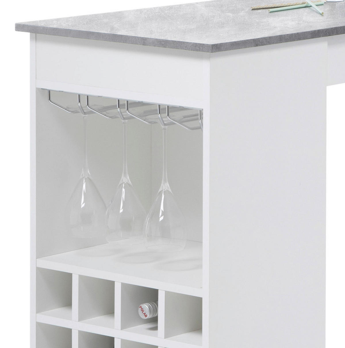 BARTISCH rechteckig Weiß, Hellgrau  - Hellgrau/Weiß, KONVENTIONELL, Holzwerkstoff/Metall (115/50/104cm) - MID.YOU