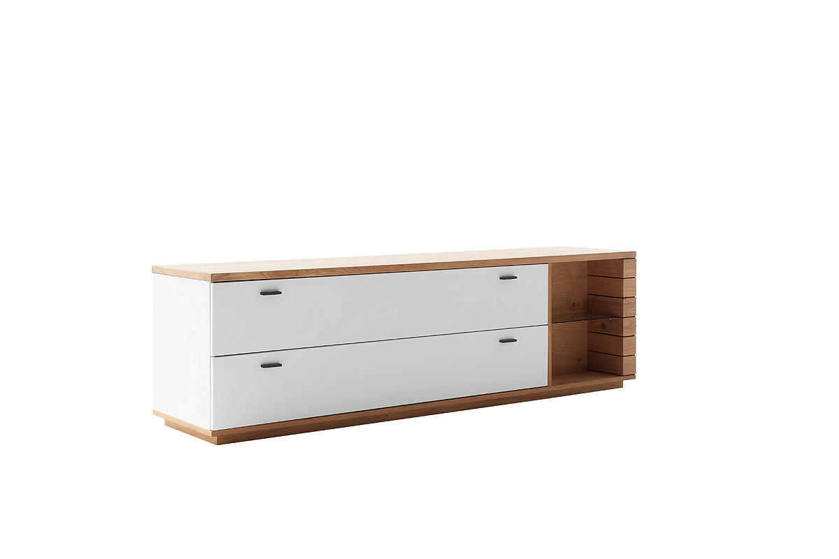 LOWBOARD  in 201/60/50 cm  - Wildeiche/Anthrazit, Design, Glas/Holz (201/60/50cm) - Novel