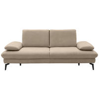 2,5-SITZER in Echtleder Beige  - Beige/Schwarz, Design, Leder/Metall (212/86/94cm) - Dieter Knoll