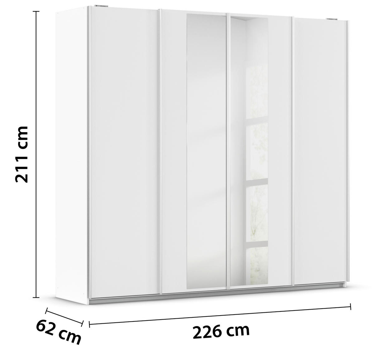 SCHWEBETÜRENSCHRANK in Klar, Weiss  - Klar/Weiss, Modern, Holzwerkstoff/Metall (226/211/62cm) - Rauch Möbel
