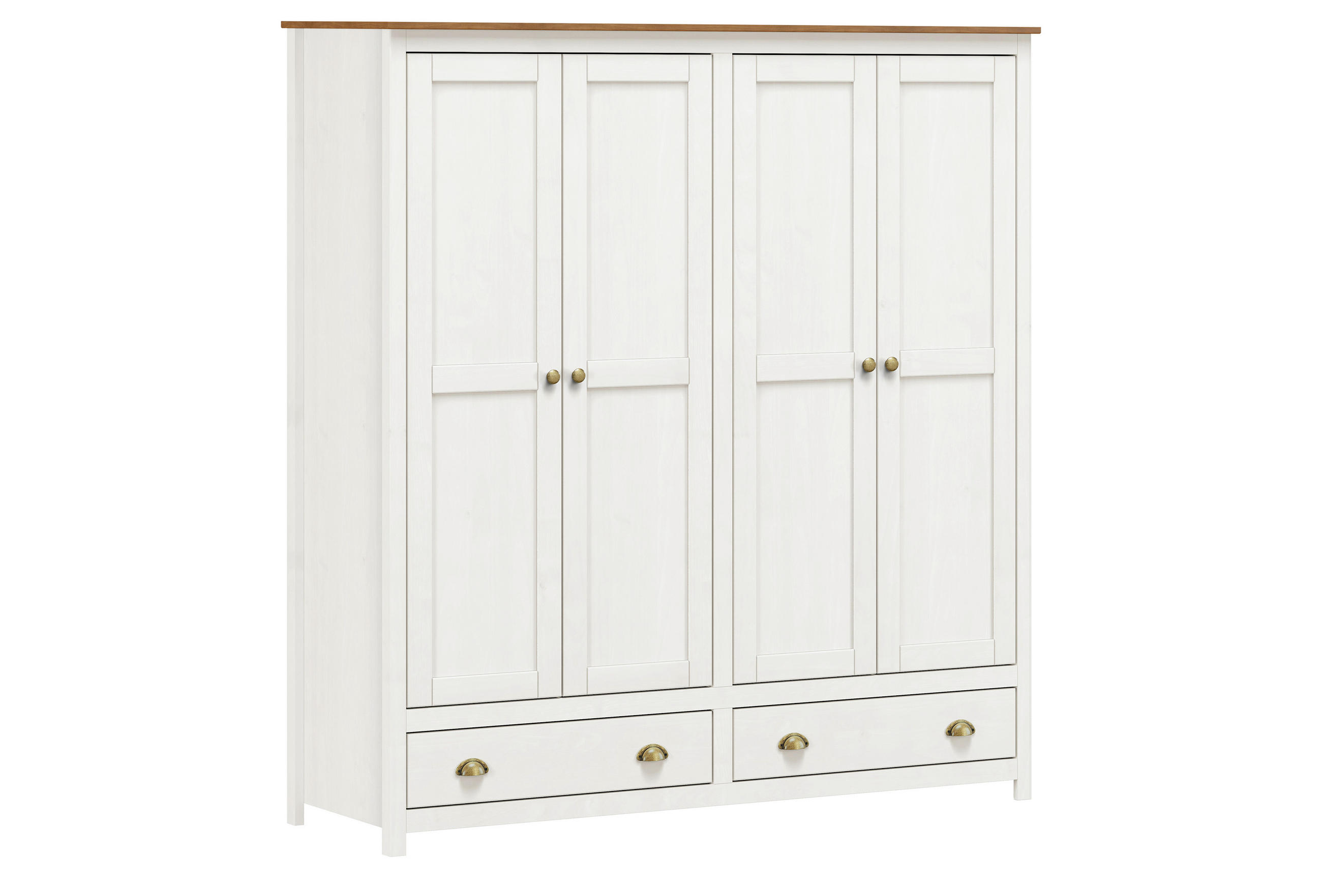 DREHTÜRENSCHRANK  in Weiß  - Messingfarben/Weiß, Natur, Holz/Metall (176/185/54cm) - Livetastic