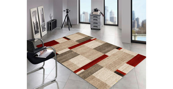 WEBTEPPICH 200/290 cm Palazzo Bloc  - Beige/Rot, KONVENTIONELL, Textil (200/290cm) - Novel