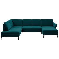 WOHNLANDSCHAFT in Velours Petrol  - Petrol/Schwarz, Design, Textil/Metall (220/335/179cm) - Beldomo System