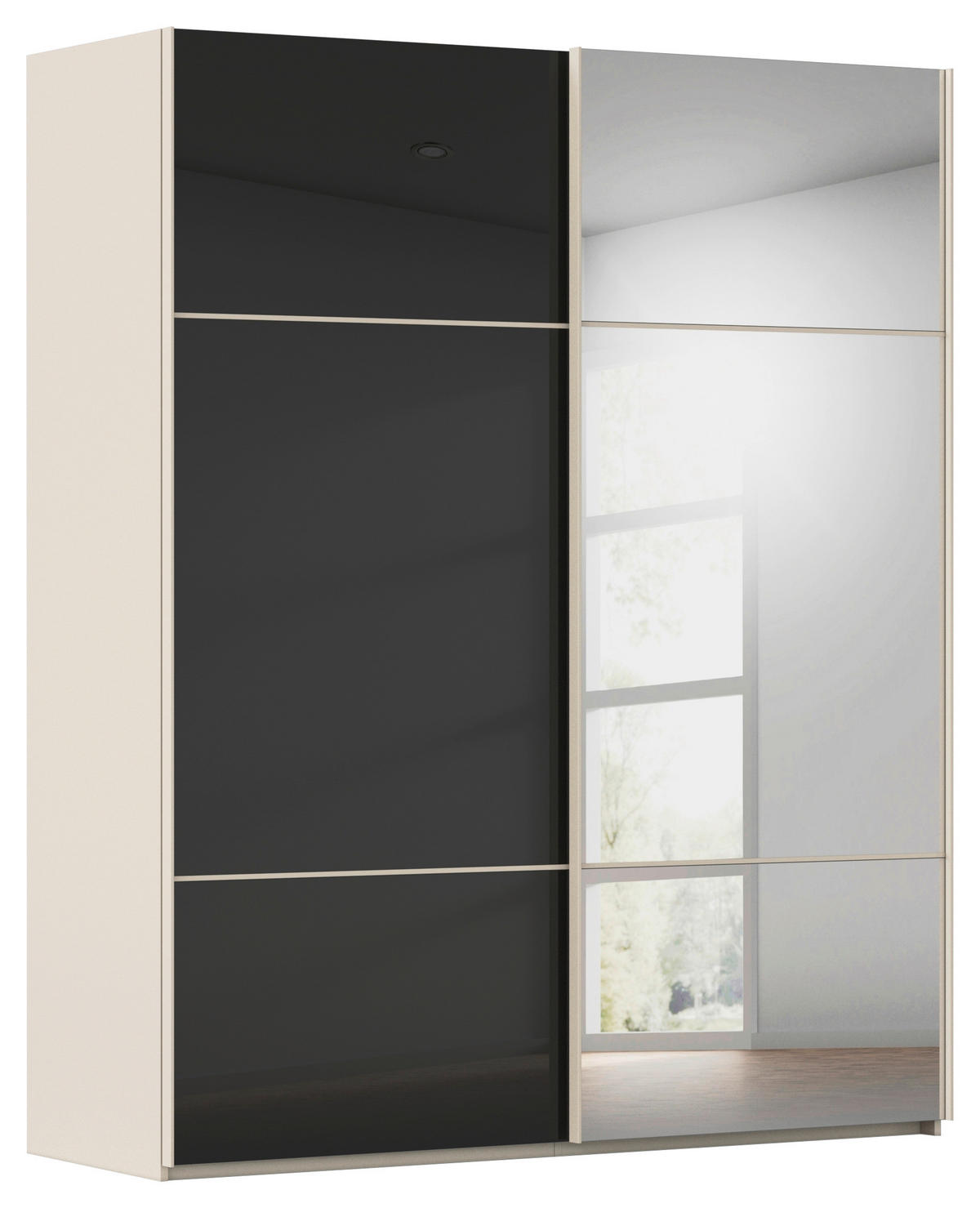 SCHWEBETÜRENSCHRANK 201/223/68 cm 2-türig Schwarz, Champagner  - Champagner/Schwarz, KONVENTIONELL, Glas/Holzwerkstoff (201/223/68cm) - Novel