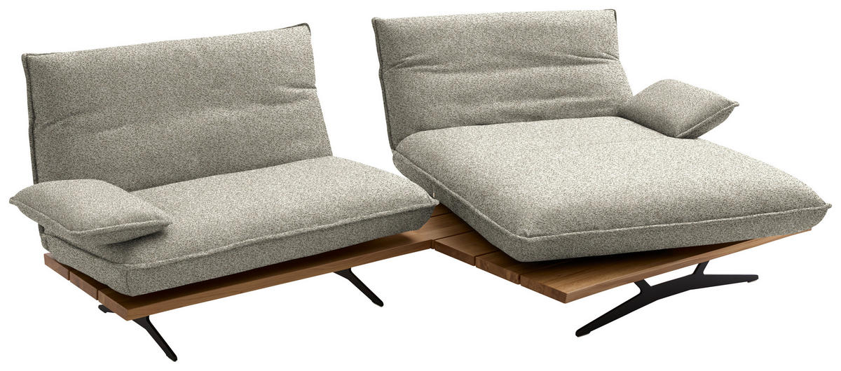 ECKSOFA  in Chenille, Flachgewebe Greige, Wildeiche  284/161 cm  - Wildeiche/Greige, Design, Holz/Textil (284/161cm) - Koinor