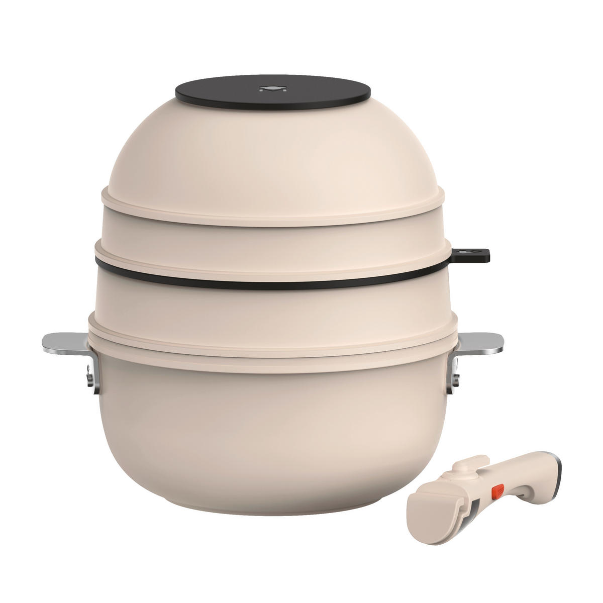 KOCHTOPFSET SHARE PLAY 10-teilig  - Beige/Schwarz, Basics, Glas/Metall (30.3/32/32.6cm) - Masterpro