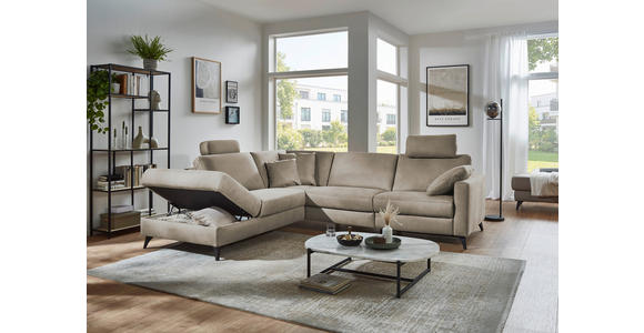 ECKSOFA Dieter Knoll Beigebraun Mikrofaser  - Beigebraun/Schwarz, Design, Textil/Metall (238/269cm) - Dieter Knoll