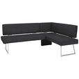 ECKBANK 196/137 cm  in Schwarz, Edelstahlfarben  - Edelstahlfarben/Schwarz, Design, Textil/Metall (196/137cm) - Dieter Knoll