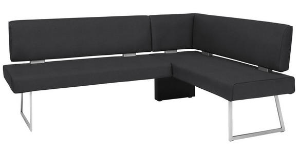 ECKBANK 196/137 cm  in Schwarz, Edelstahlfarben  - Edelstahlfarben/Schwarz, Design, Textil/Metall (196/137cm) - Dieter Knoll