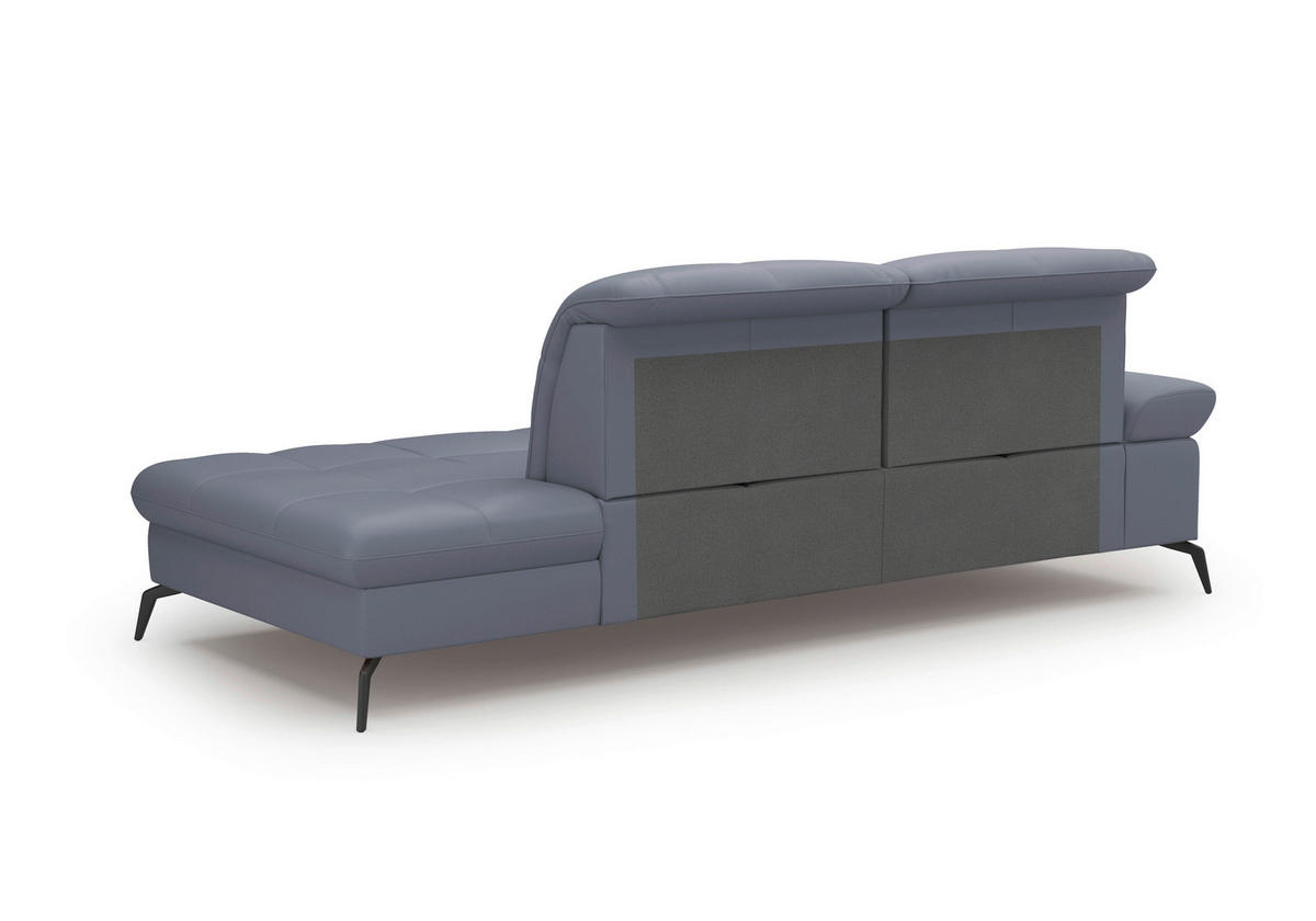 RÉCAMIERE Graublau Kombination Echtleder/Stoff Vliesstoff  - Graublau/Schwarz, KONVENTIONELL, Leder/Textil (231/90/122cm) - Sit & More