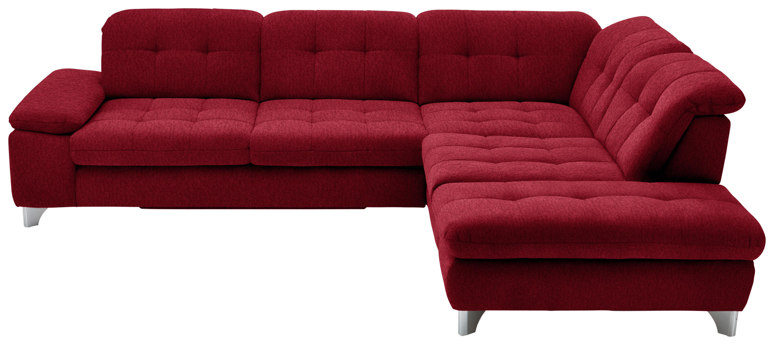ECKSOFA in Chenille Rot  310/260 cm  - Chromfarben/Rot, Design, Textil/Metall (310/260cm) - Beldomo Speed