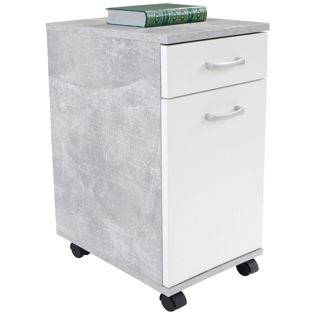 Rollcontainer Beton Optik/weiß Rimini 33x59,5x38 Cm