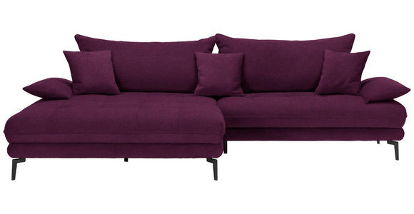 ECKSOFA in Mikrofaser Beere 176/292 cm - Beere/Schwarz, MODERN, Textil/Metall (176/292cm) - Carryhome
