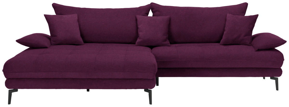 ECKSOFA in Mikrofaser Beere  176/292 cm  - Beere/Schwarz, MODERN, Textil/Metall (176/292cm) - Carryhome