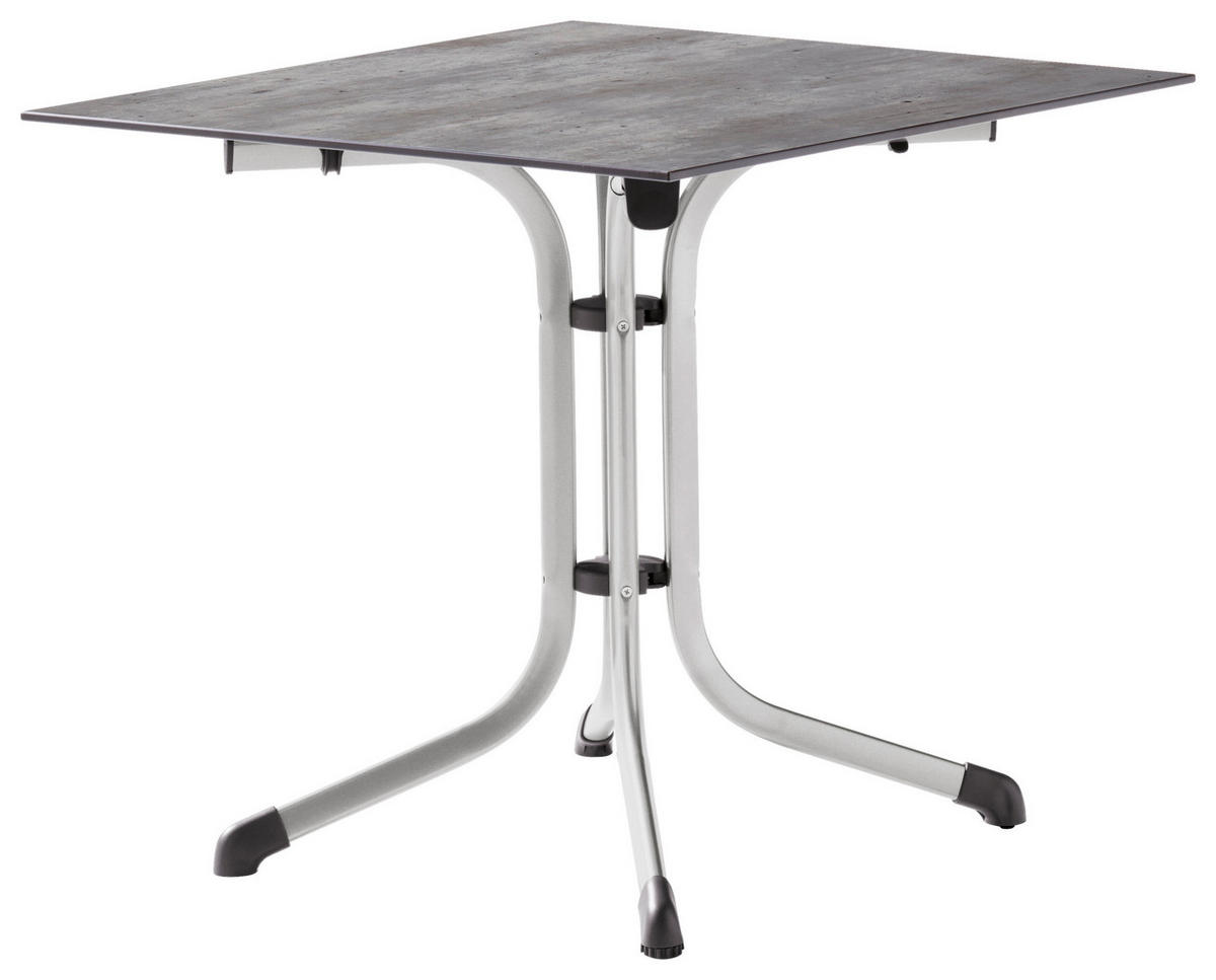 GARTENKLAPPTISCH 80/80/73 cm Metall, Kunststoff quadratisch  - Graphitfarben/Grau, Basics, Kunststoff/Metall (80/80/73cm) - Sieger