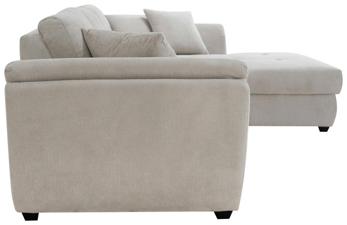 ECKSOFA Greige  - Greige/Schwarz, KONVENTIONELL, Textil (278/187cm) - MID.YOU
