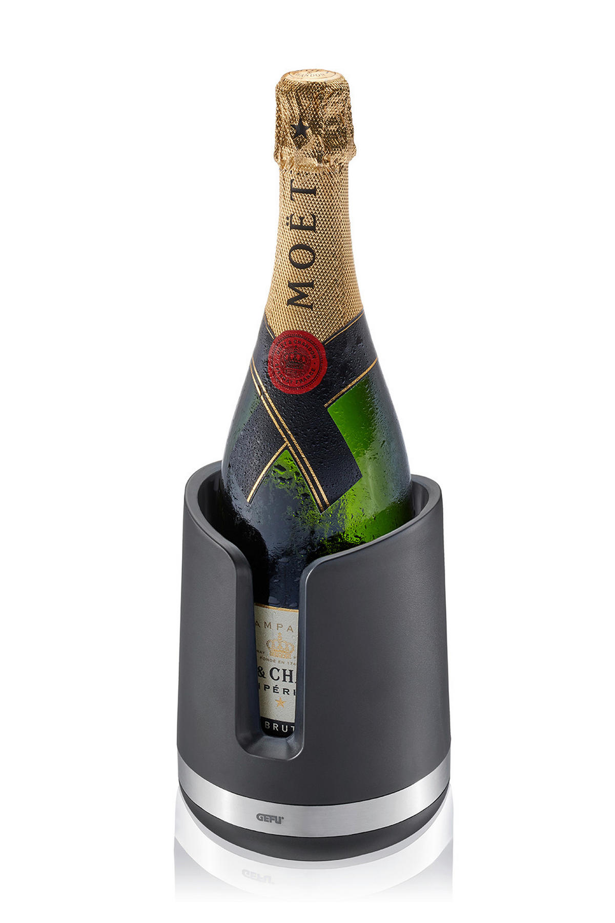 FLASCHENKÜHLER - Edelstahlfarben/Schwarz, KONVENTIONELL, Kunststoff/Metall (12,6/15,7cm) - Gefu