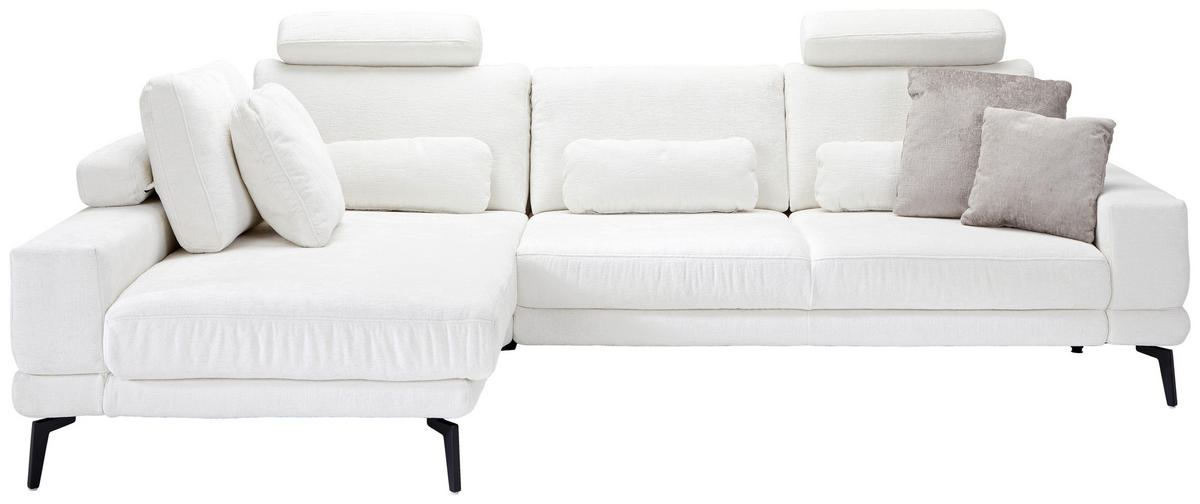 ECKSOFA Naturfarben Chenille  - Schwarz/Naturfarben, KONVENTIONELL, Textil/Metall (184/294cm) - SetOne by Musterring