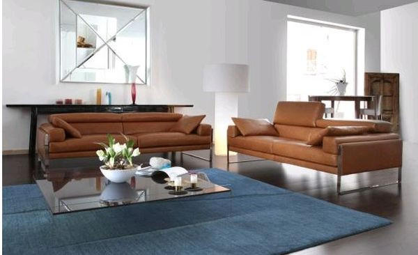3-SITZER-SOFA in Echtleder Dunkelbraun  - Chromfarben/Dunkelbraun, Design, Leder/Metall (222/67/105cm) - Calia Italia