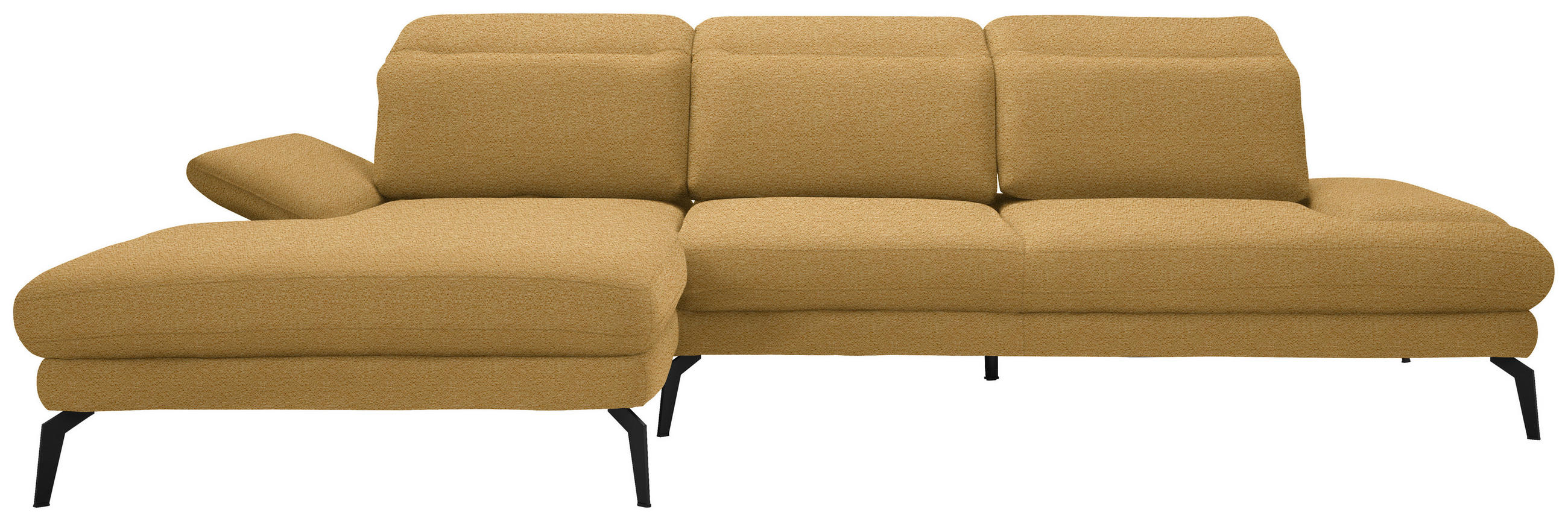 ECKSOFA in Webstoff Currygelb  - Currygelb/Schwarz, Design, Textil/Metall (180/289cm) - Stylife