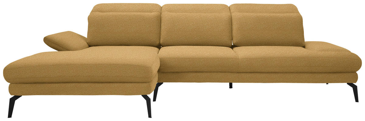ECKSOFA in Webstoff Currygelb  180/289 cm  - Currygelb/Schwarz, Design, Textil/Metall (180/289cm) - Stylife