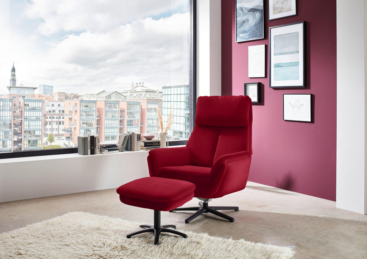 RELAXSESSEL in Textil Rot  - Rot/Schwarz, Design, Textil/Metall (79/108/89cm) - Beldomo Style