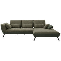 ECKSOFA in Flachgewebe Dunkelgrün  - Dunkelgrün/Schwarz, Design, Textil/Metall (301/191cm) - Moderano