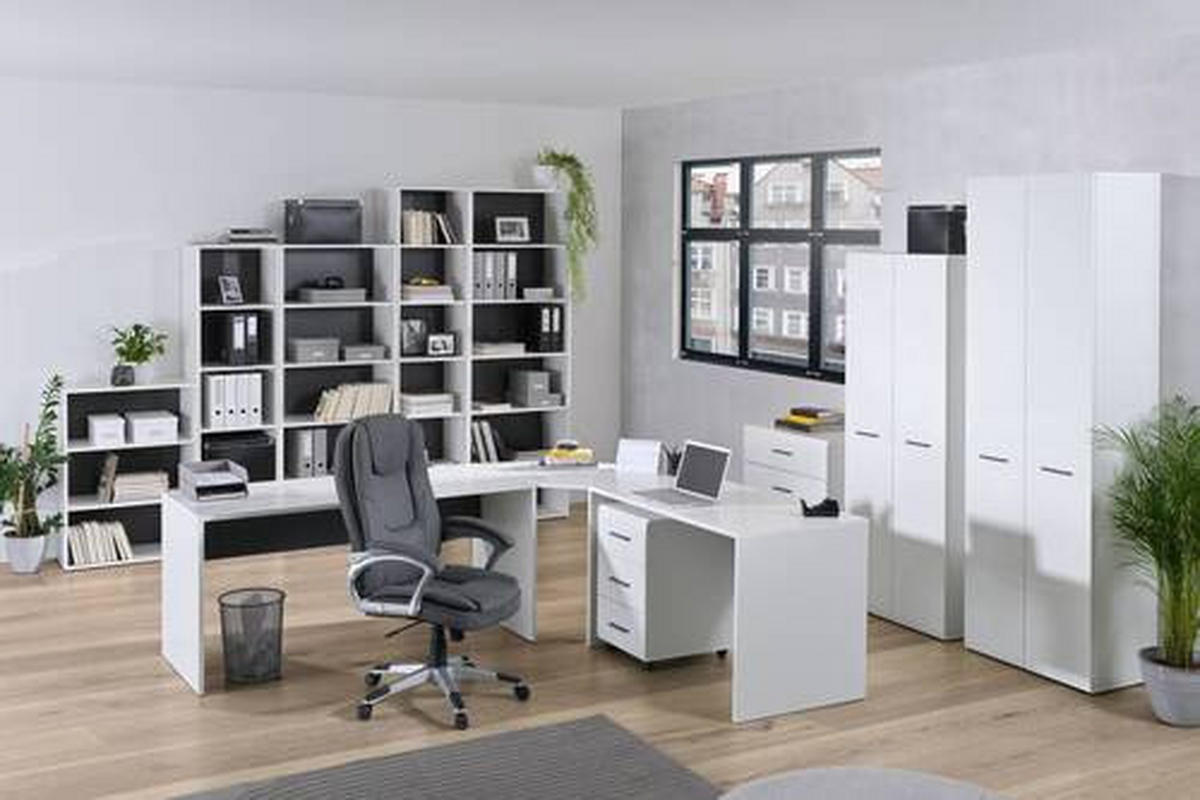 SKRINKA NA DOKUMENTY, antracitová, biela, biela s vysokým leskom, 75/185,6/41,6 cm - biela/biela s vysokým leskom, Basics, kompozitné drevo (75/185,6/41,6cm) - Hom`in