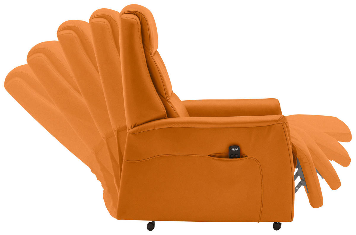 FERNSEHSESSEL in Orange  - Schwarz/Orange, Konventionell, Leder/Kunststoff (70/107/88cm) - Livetastic