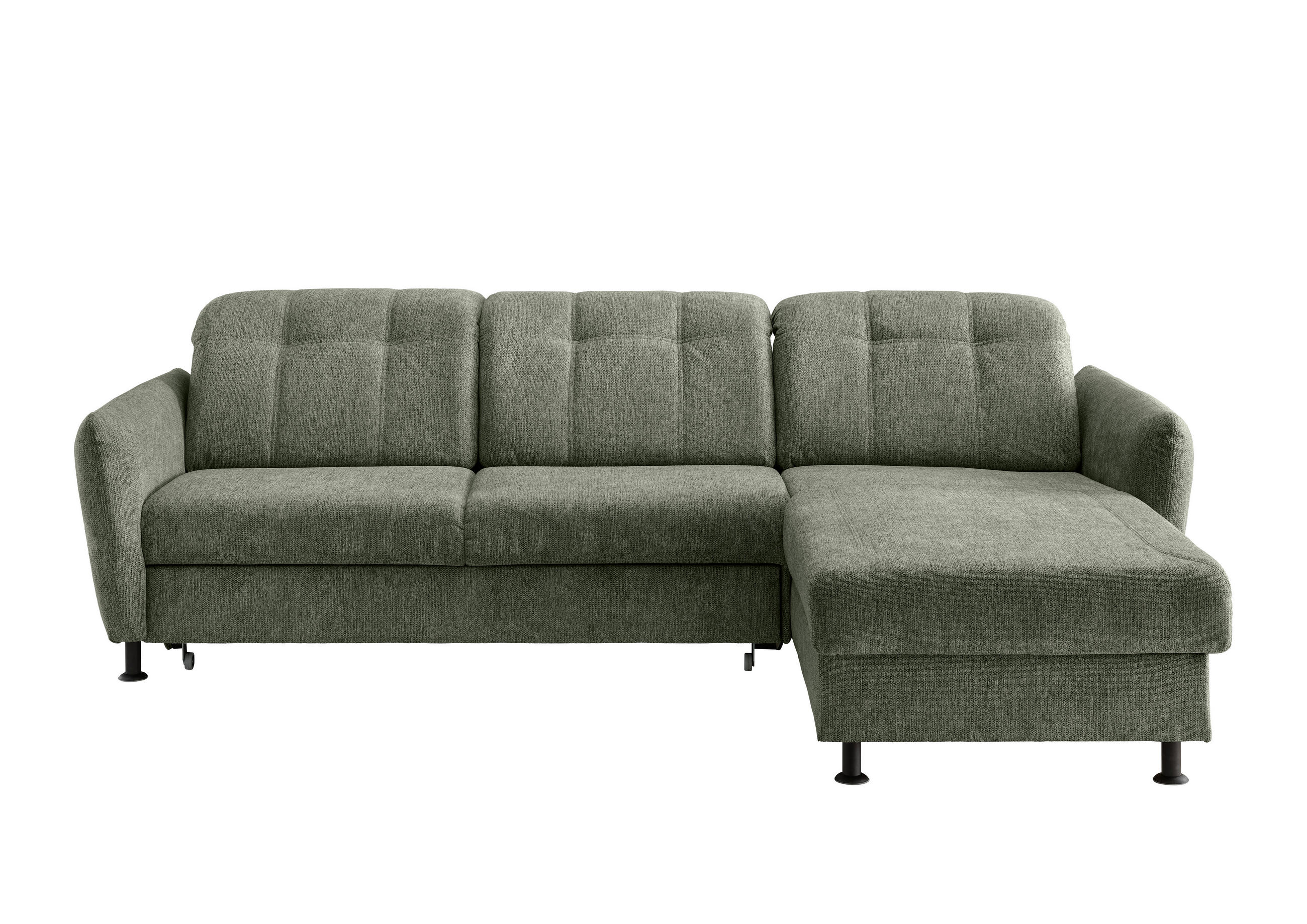 ECKSOFA in Chenille Grün  - Schwarz/Grün, Modern, Textil/Metall (267/184cm) - Livetastic