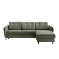 ECKSOFA in Chenille Grün  - Schwarz/Grün, Modern, Textil/Metall (267/184cm) - Livetastic