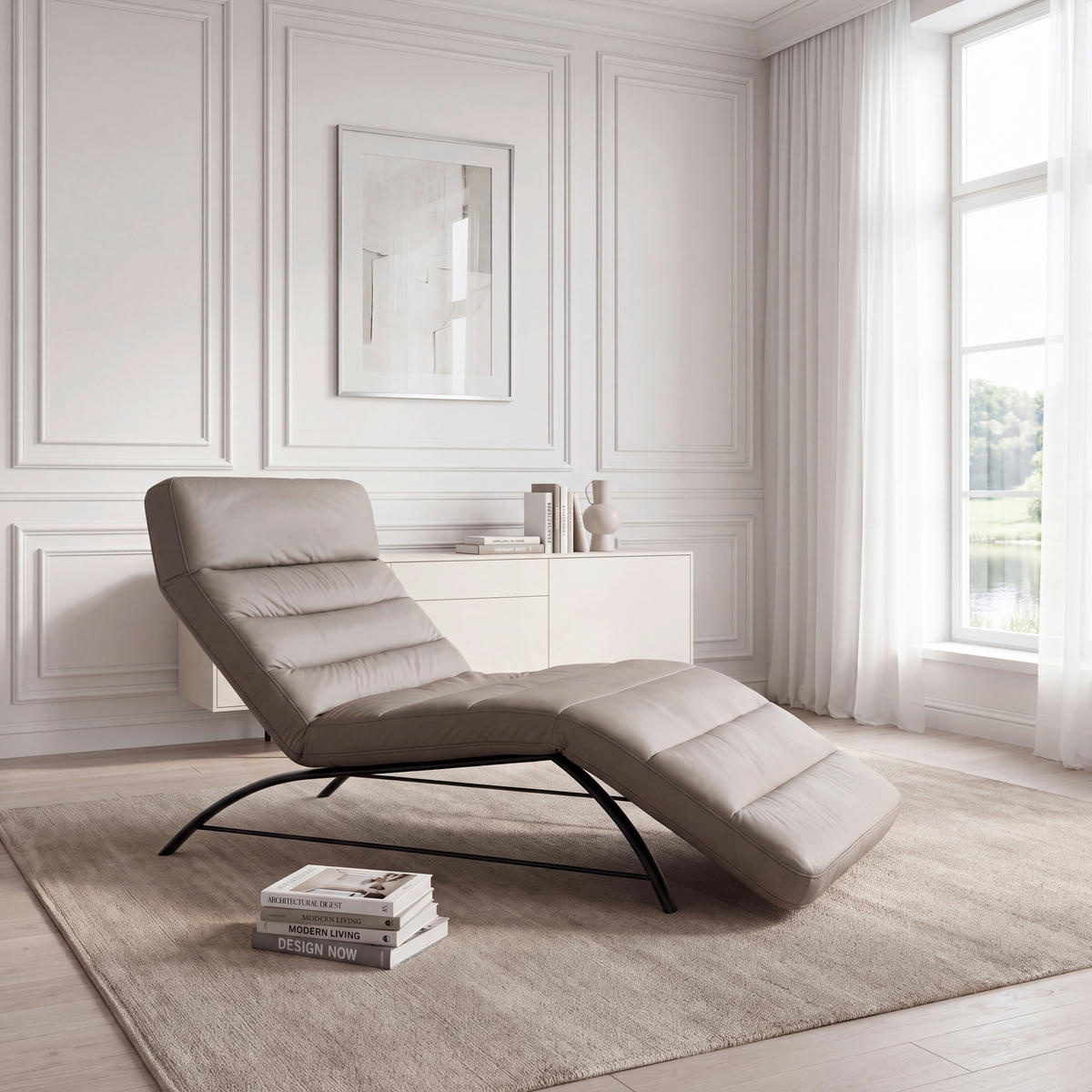 RELAXLIEGE in Mikrofaser Grau  - Schwarz/Grau, Design, Textil/Metall (95/91/170cm) - Chilliano
