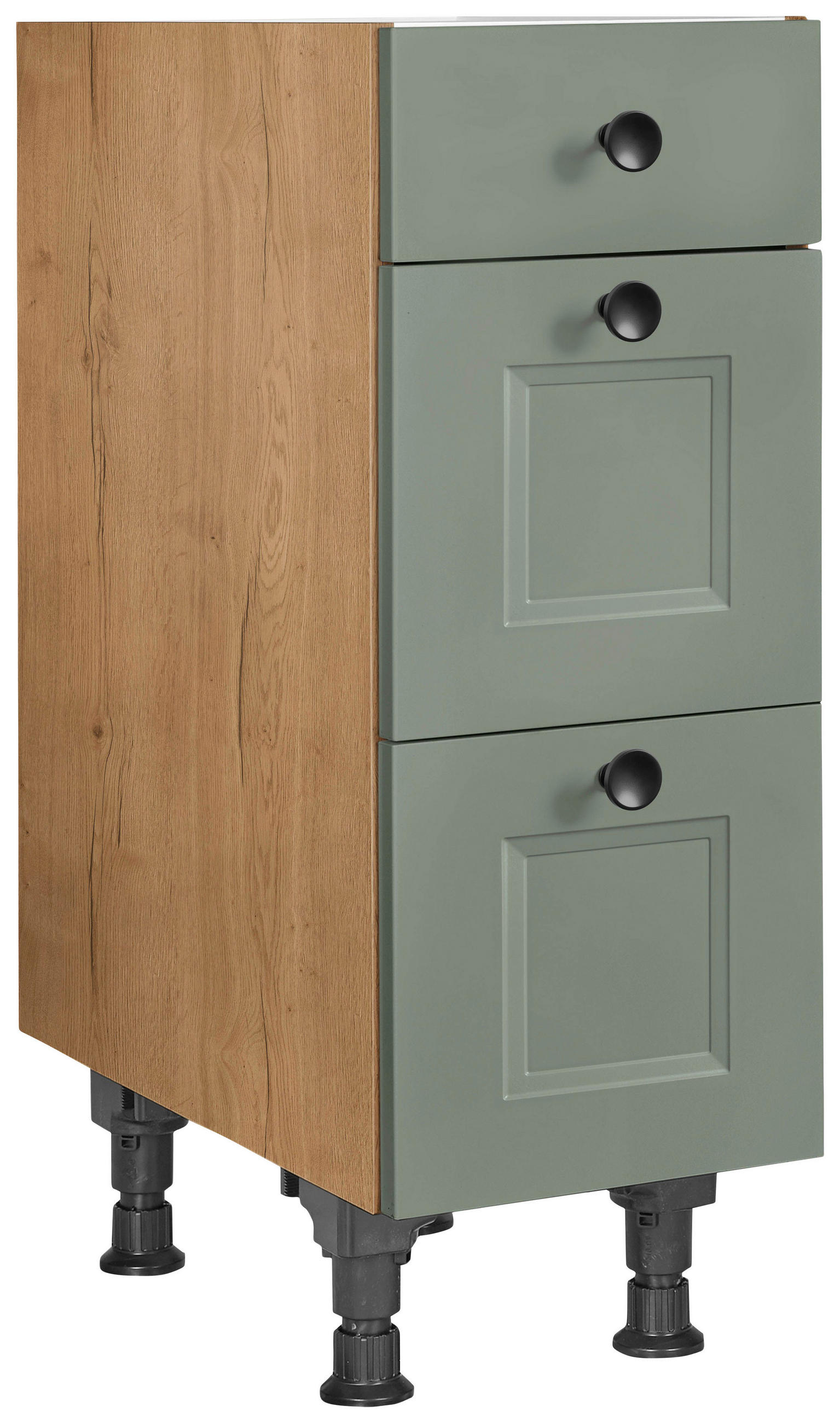 SCHUBKASTENUNTERSCHRANK 30/87/56 cm in Grün, Eichefarben - Eichefarben/Schwarz, MODERN, Holzwerkstoff/Metall (30/87/56cm) - Nobilia