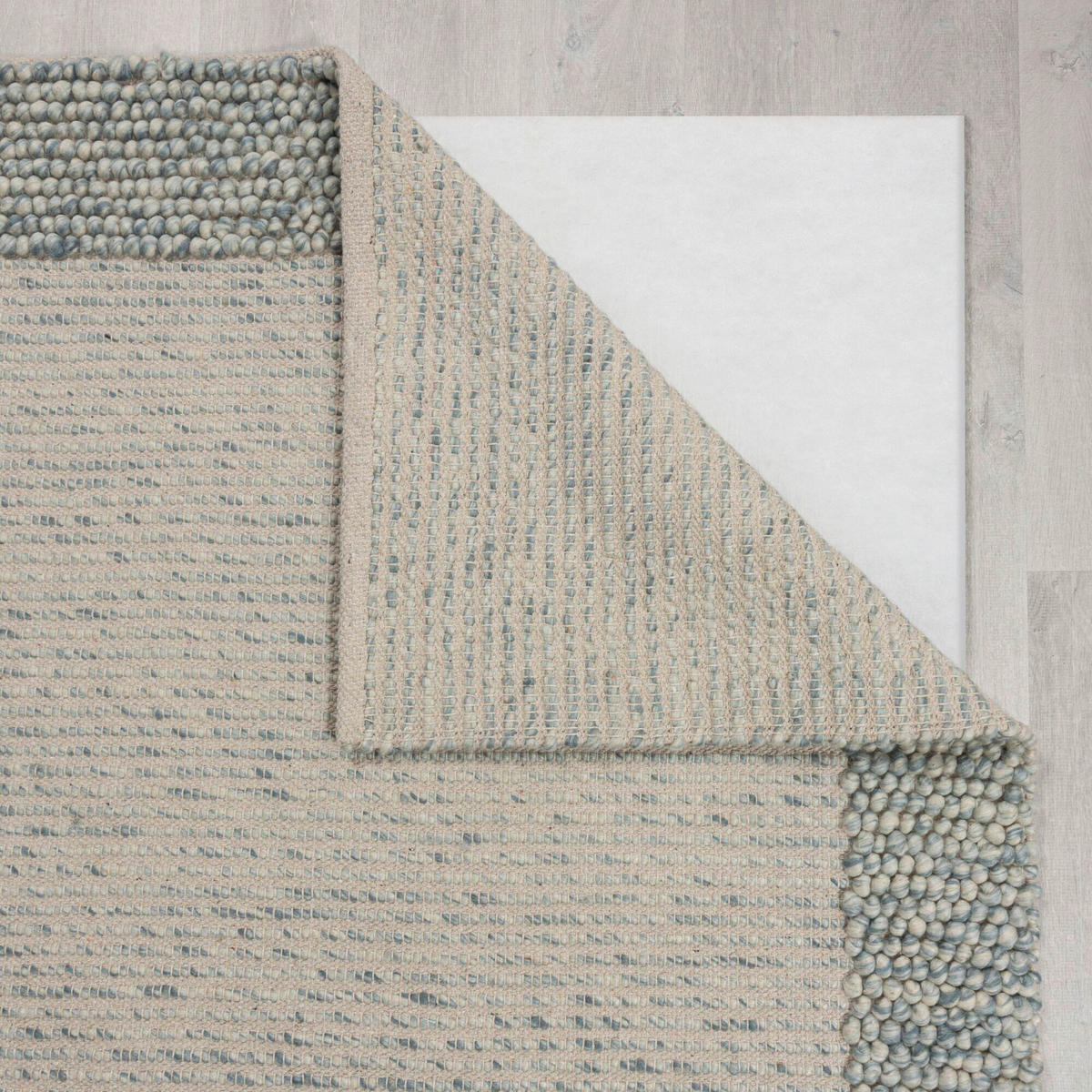 HANDWEBTEPPICH 200/290 cm BOBBLE WOOL BORDER Blau  - Blau, KONVENTIONELL, Textil (200/290cm) - Xora