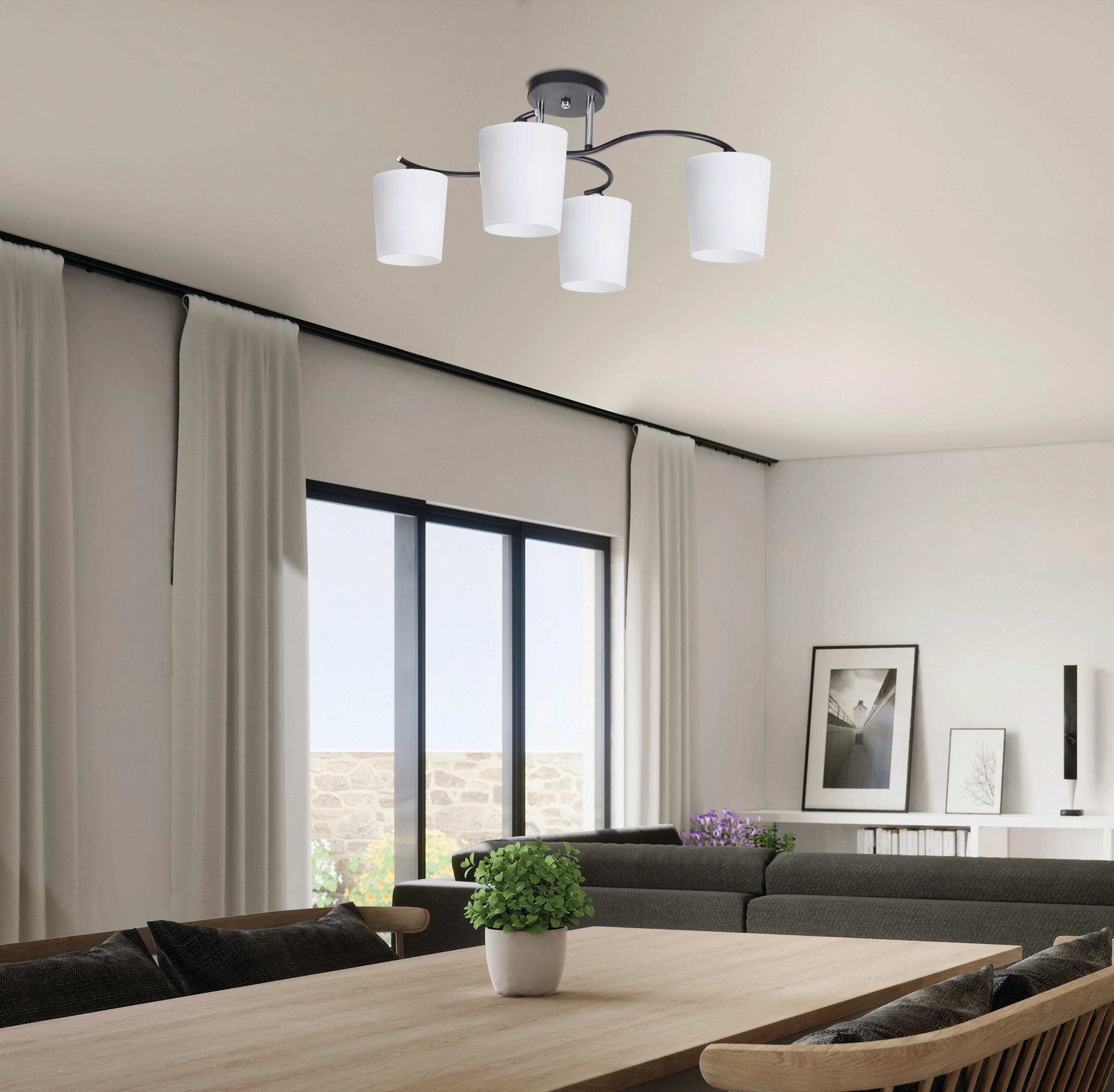 DECKENLEUCHTE    59/39/25 cm  - Chromfarben/Schwarz, KONVENTIONELL, Metall (59/39/25cm)