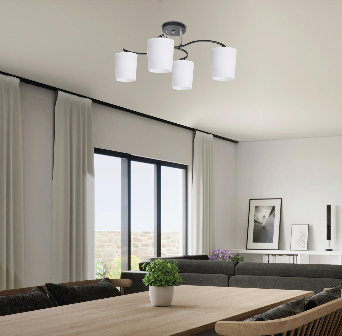 DECKENLEUCHTE    59/39/25 cm  - Chromfarben/Schwarz, KONVENTIONELL, Metall (59/39/25cm)