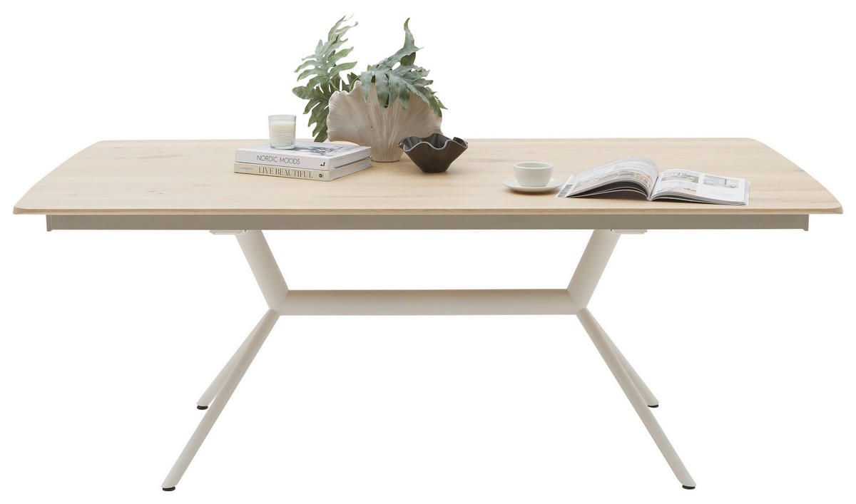 ESSTISCH      - Eiche Bianco/Creme, Design, Holz/Metall (200/100/76cm) - Valnatura