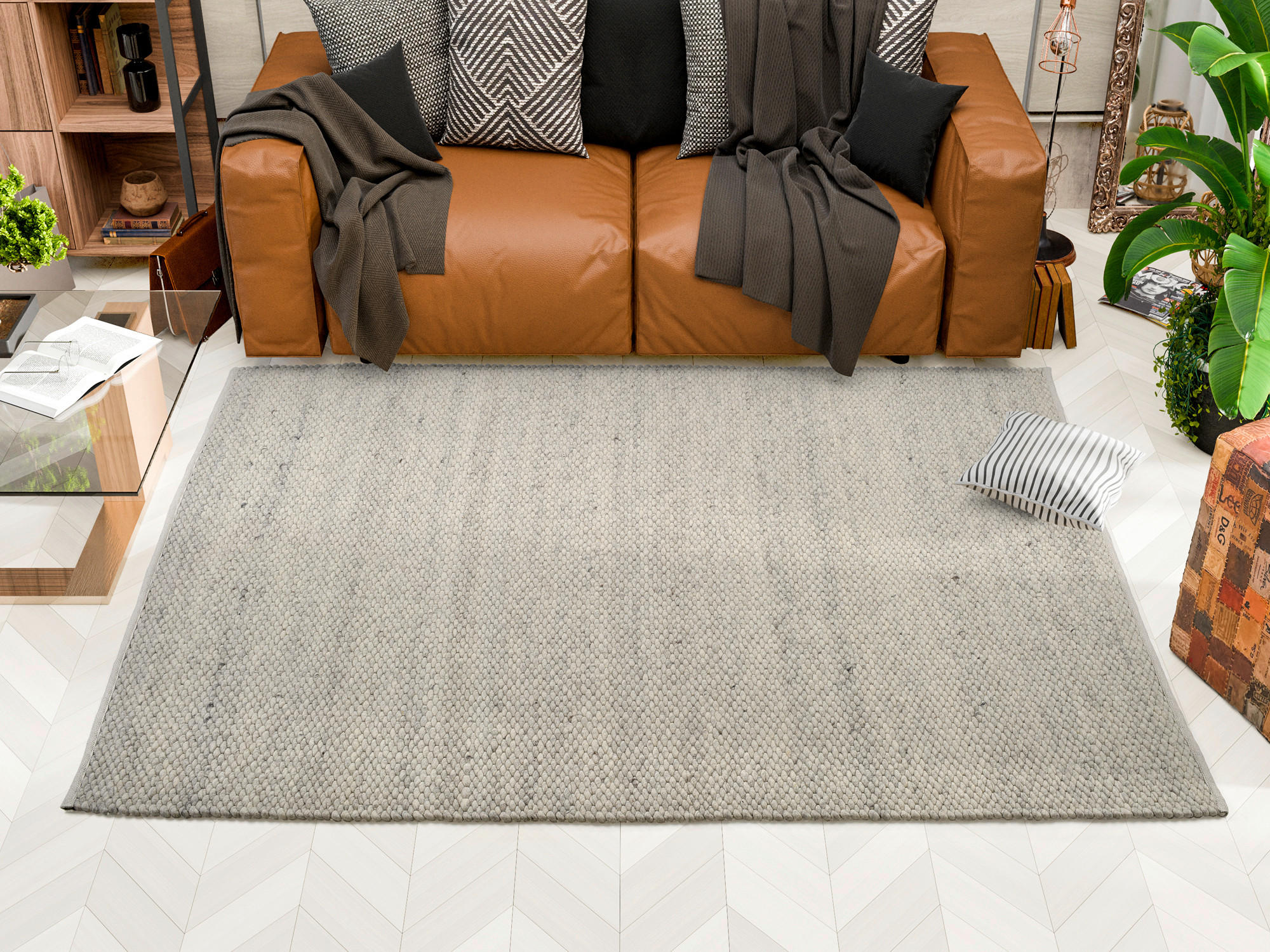 HANDWEBTEPPICH 240/340 cm Hellgrau  - Hellgrau, Basics, Textil (240/340cm) - Linea Natura