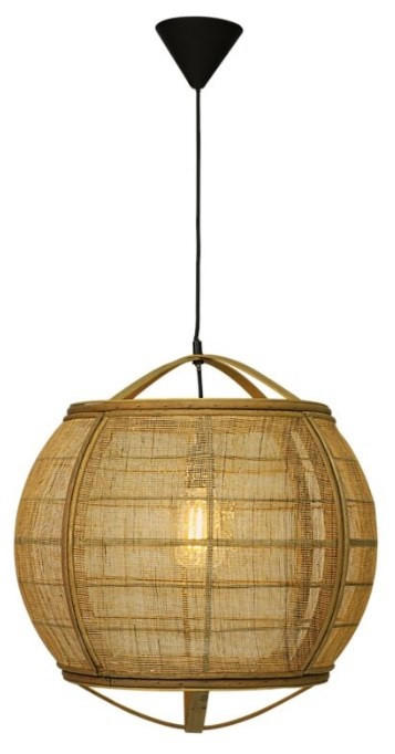 HÄNGLAMPA 50/55 cm  - svart/naturfärgad, Klassisk, metall/textil (50/55cm)